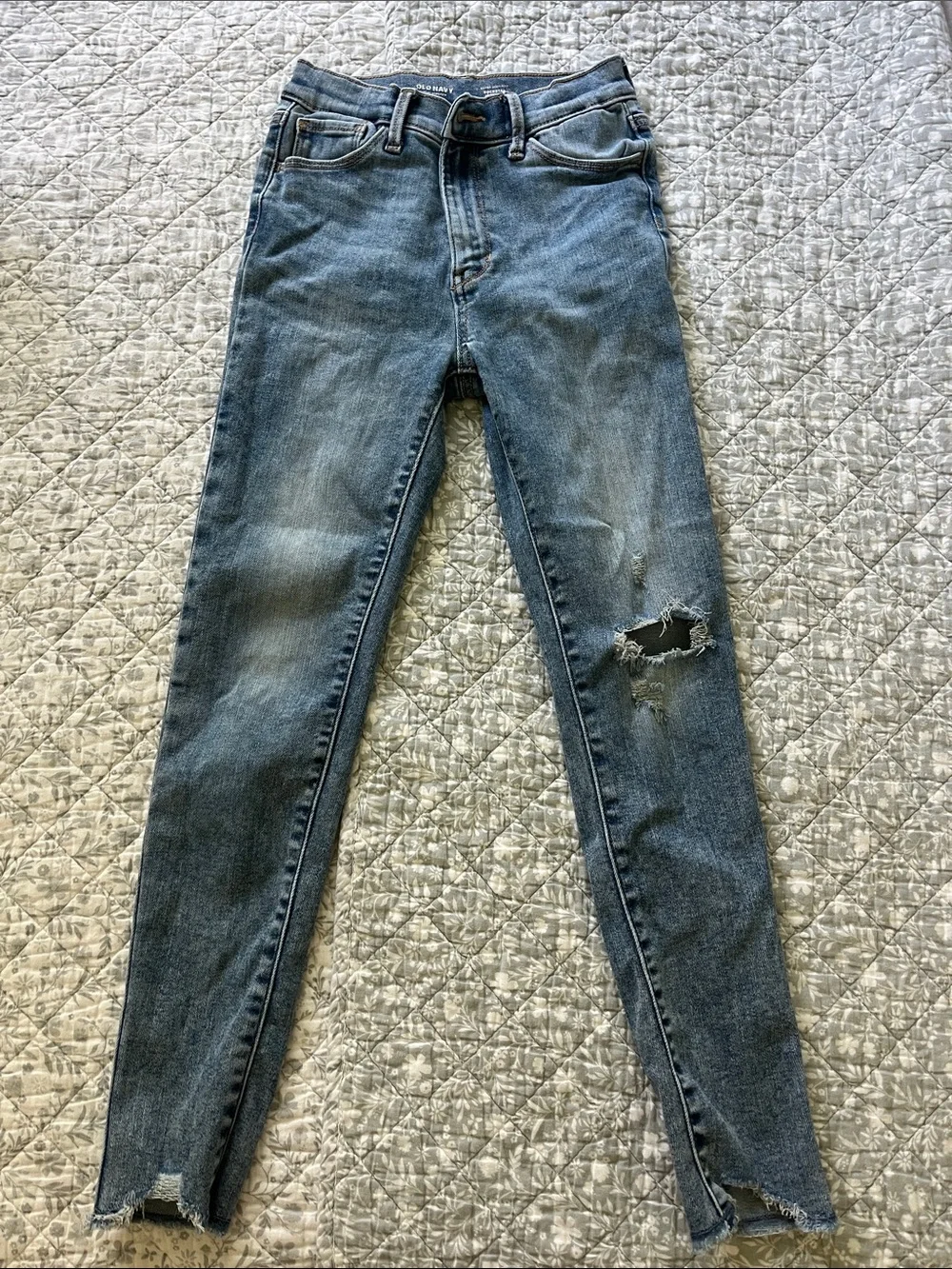 Old Navy Blue Ripped Skinny Jeans